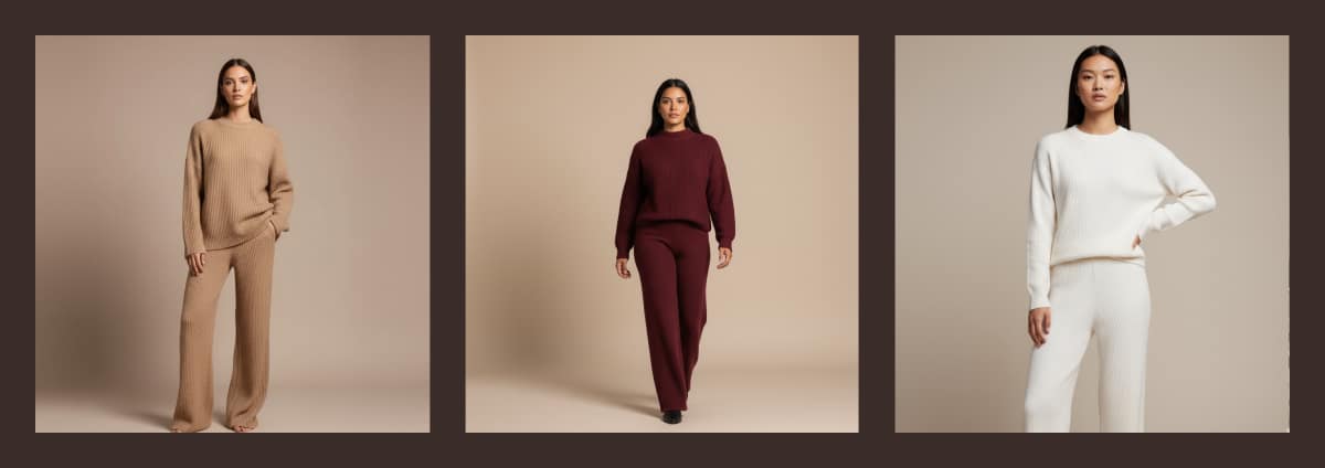 3 Column of Women in Lounge Wear